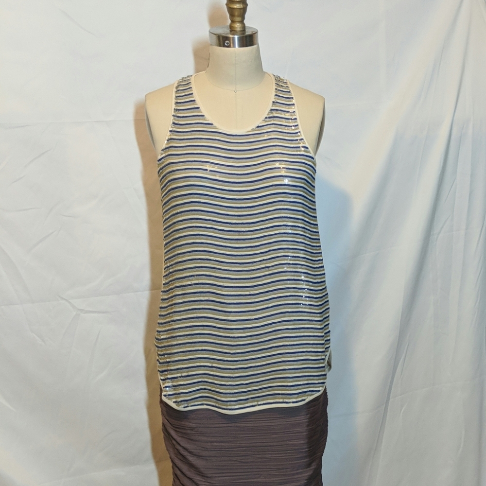 Theory striped sequin tunic tank